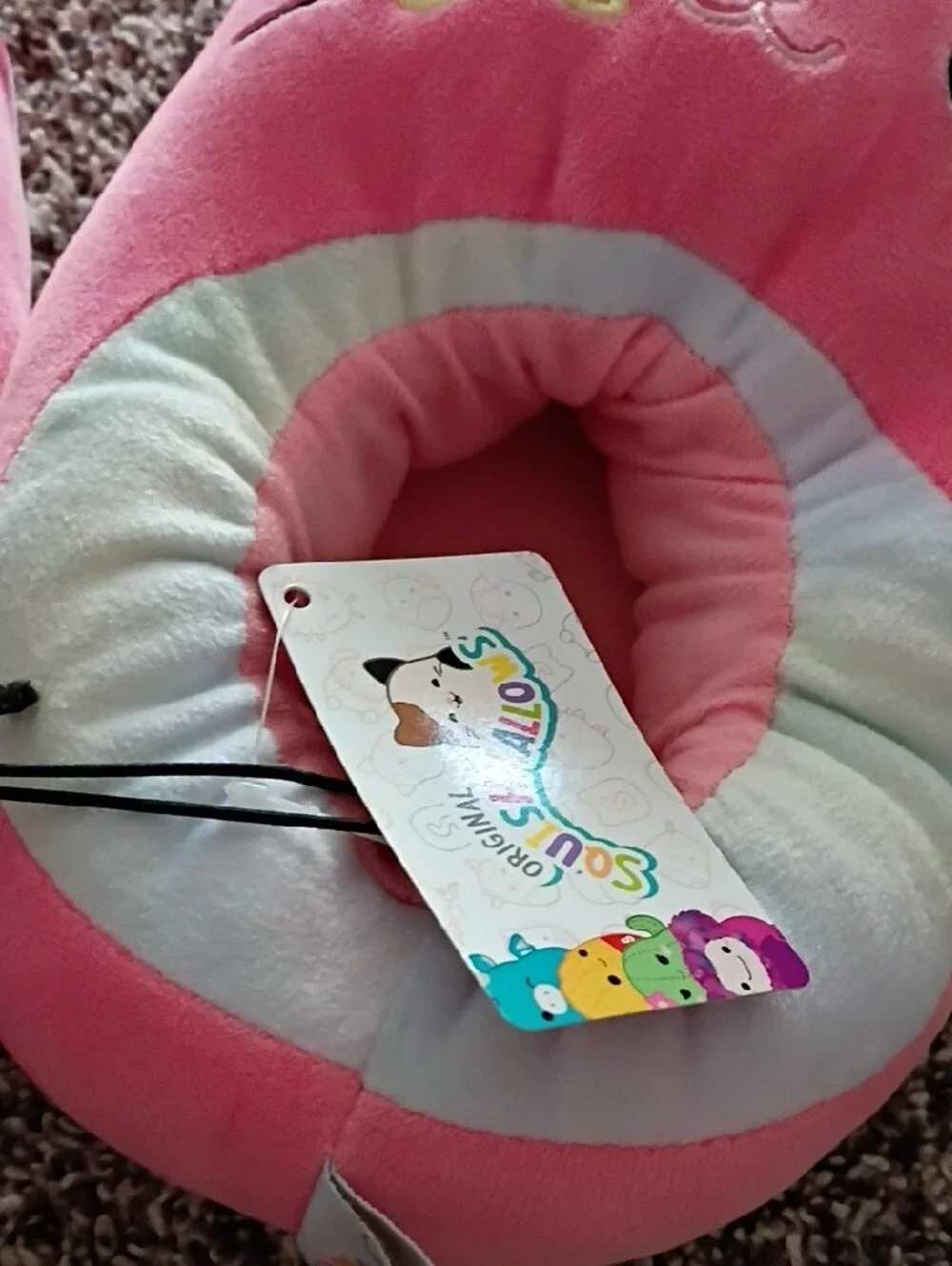 Squishmallows Pink Unicorn Cat Kids Slippers - Plush Pastel Accents